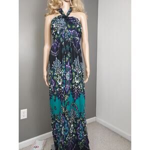 NEW Apt. 9 size Large full length Maxi Long Dress NWT print halter Knit floral